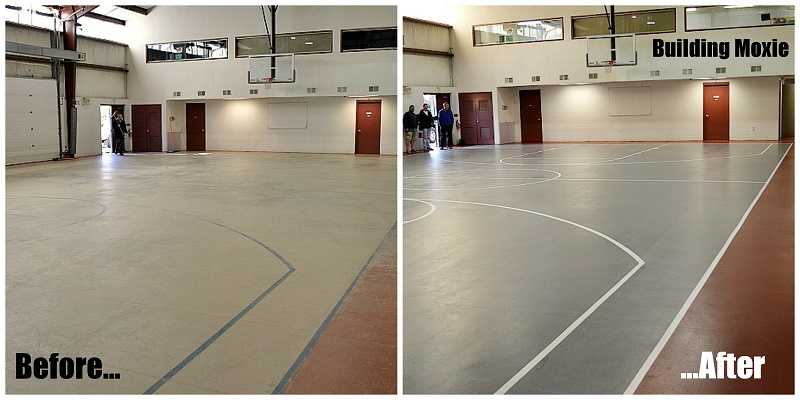 Painting a Basketball Court Before and After
